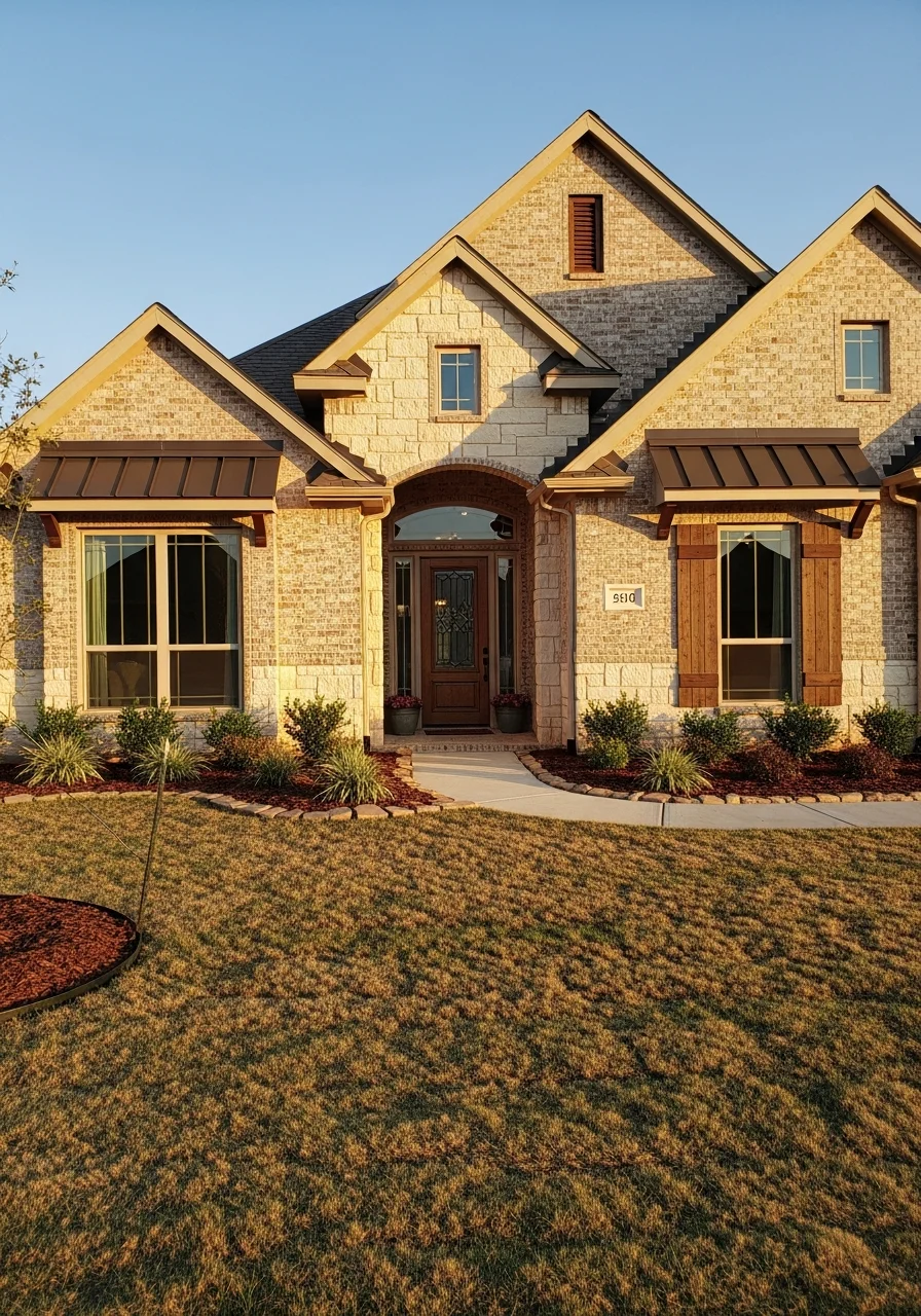 Portrait view of a Choctaw home's front exterior with entrance, facade, and front yard landscaping visible.