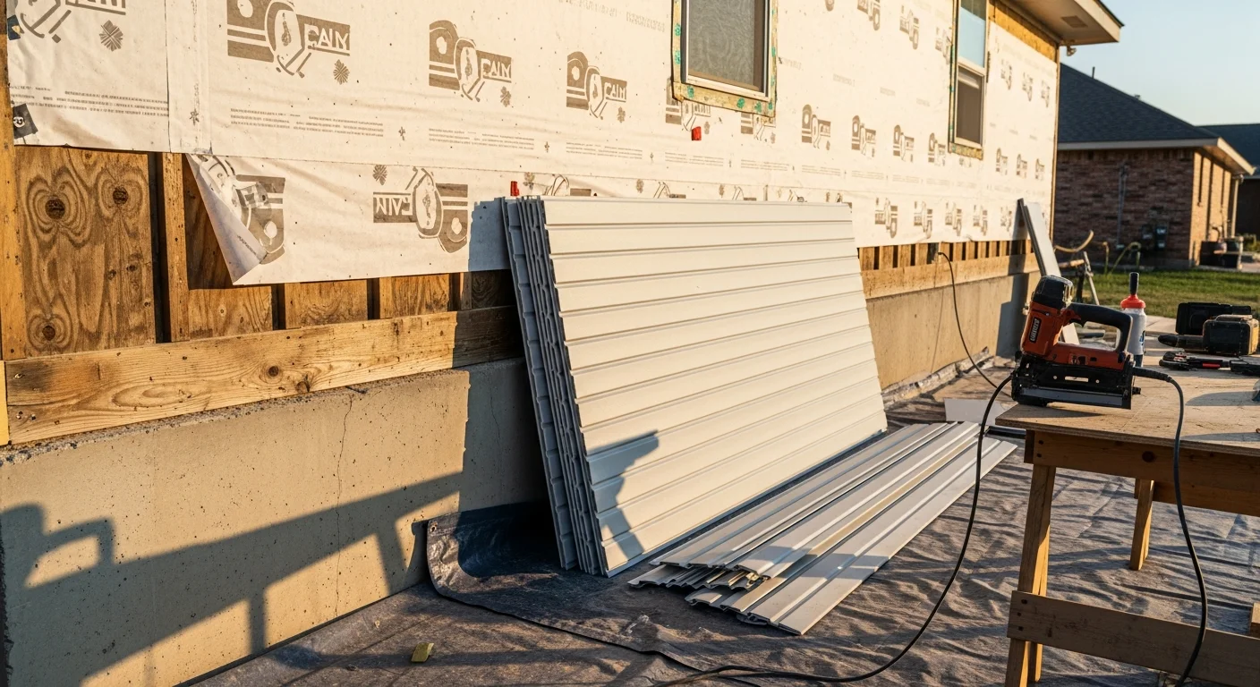 A freshly completed siding replacement on a single-family home in Oklahoma City, showing clean new panels installed across the full exterior with no visible gaps or damage. The home exterior reflects a finished installation suited to the region's hail-prone and high-heat climate.